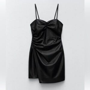 NEVER WORN Zara black faux leather mini dress.
